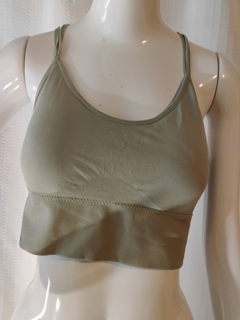 Olive Green Seamless Bralette Crop Top - Women Intimates & Sleepwear#L